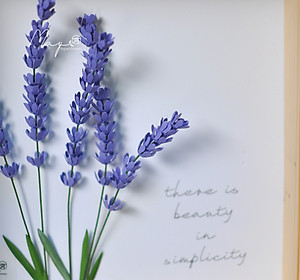 Tranh Hoa Giấy Handmade Trang Trí - Hoa Oải Hương MAYPAPERFLOWER Khung Gỗ Size 19x19cm