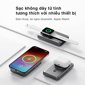 Pin Sạc dự phòng không dây nam châm 5-in-1 ROCK P50 10000mAh 20W tích hợp chân đế giữ điện thoại - Hàng chính hãng bảo hành 12 tháng