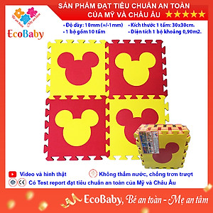 Bộ 10 tấm Thảm xốp cho bé ECOBABY, thảm xốp đạt tiêu chuẩn Mỹ và Châu Âu, độ dày khoảng 1cm, kích thước 1 tấm 30x30cm - Mickey