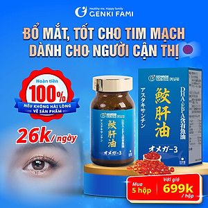 Dầu Gan Cá Mập Omega 3 Astaxanthin Genki Fami Nhật Bản, Bổ Mắt, Bổ Não Tốt Cho Tim Mạch Hộp 90 viên