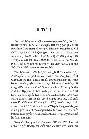 VIỆT - NHẬT THÔNG THƯ (Các Bức Quốc Thư Bang Giao Giữa Chính Quyền Đàng Trong Với Nhật Bản Thế Kỷ XVI-XVII)