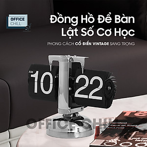 Đồng Hồ Để Bàn lật số cơ học Auto Flip Clock Retro Mac Setup Đồng hồ phong cách vintage cổ điển Sang Trọng chất liệu thép không gỉ