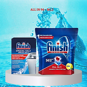 COMBO FINISH: Viên rửa bát All in one 90 viên + Muối 1,2kg