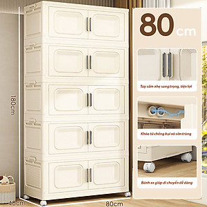 (Ngang 80cm) Tủ Nhựa Gấp Gọn 3/4/5 Tầng Cao Cấp 2 Cánh Cửa Mở-Hộp Đựng Đồ Đa Năng Bằng Nhựa PP, Tháo Lắp Dễ Dàng