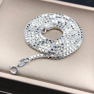 Dây Chuyền Vòng Cổ Nam Bạc Ta Dây Hộp Vuông Dài 50cm Bạc Hiểu Minh DBN076