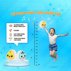 Chuông bấm tăng chiều cao đồ chơi vận động bật nhảy cho bé có đếm số tiếng anh tặng kèm thước và pin