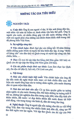 Sách Tóm Tắt Kiến Thức - Kĩ Năng Lớp 10 - 11 - 12 Môn ngữ Văn Chuẩn Bị Cho Kì Thi THPT Quốc Gia