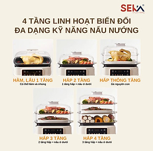 (HOT NEW) Nồi Lẩu Hấp 4 Tầng 24L SEKA SK6620 - 1500W Đa Năng 4 in 1 Hấp, Lẩu, Khử Trùng, Tiệt Trùng - Hàng Chính Hãng Bảo Hành 2 Năm