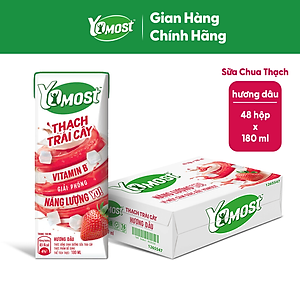 Thùng 48 Hộp Yomost Thạch Trái Cây Hương Dâu (48x180ml)