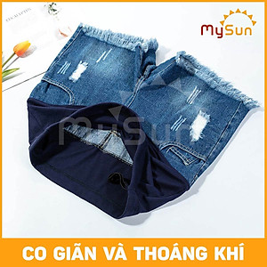 Quần sooc đùi jeans ngắn vải bò cho bà mẹ bầu mặc mùa hè đẹp, thời trang