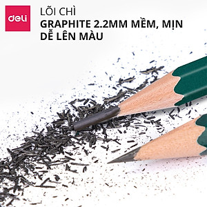 Bút chì lục giác Deli - bút chì gỗ - loại 2B/HB - 10 chiếc/hộp - 33158 / 33159