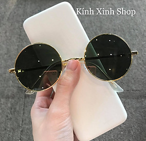 Kính râm Nam Nữ Mắt Tròn Thầy Bói Kim Loại Dày Chắc Chắn Thời Trang