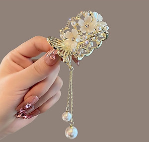 Kẹp tóc đuôi ngựa đính đá sang trọng - Kẹp tóc đuôi ngựa hoa hồng - Kẹp tóc đuôi ngựa ngọc trai