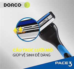 DORCO PACE 3 - Dao Cạo Râu Hàn Quốc 3 Lưỡi - Hộp Gồm 1 Cán và 1 Đầu Cạo