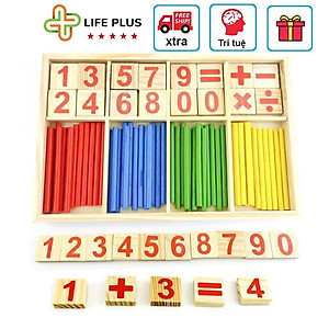 Bộ Đồ Chơi Gỗ Hộp Que Tính Và Chữ Số Toán Học Đẹp An Toàn Cho Bé Trai Bé Gái Phát Triển Tư Duy Về Con Số Và Phép Tính
