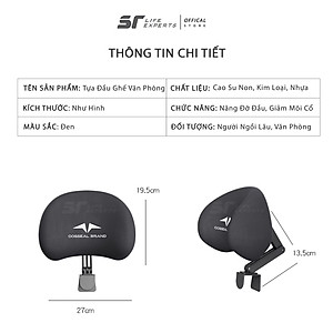 Gối Tựa Đầu Ghế Văn Phòng, Gối Kê Cổ Cao Su Non, Ngàm Khóa Cố Định Trên Ghế Giảm Mỏi Vai Gáy- Sairui