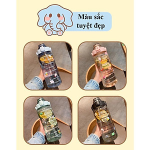 Bình Đựng Nước Sports Cup Phong Cách Thể Thao Có Ống Hút Dung Tích 2L Dễ Thương Có Vạch Báo Giờ Uống Nước