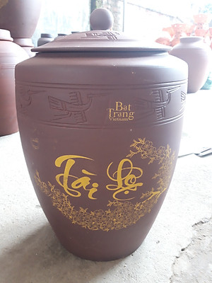 Hũ đựng gạo gốm sứ Bát Tràng loại 15Kg