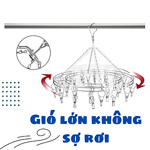 Móc chùm, móc phơi đồ 20 cái kẹp inox không rỉ - Móc phơi đồ trẻ em treo được nhiều đồ - Chịu lực tốt
