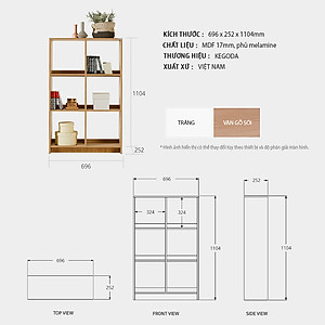 Kệ Sách Gỗ 3 Tầng Đơn Giản Thương Hiệu KEGODA KGD23