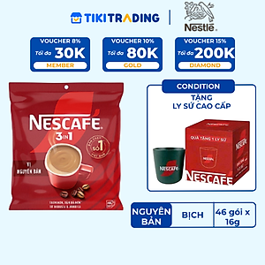 [ Tặng Hũ Thủy Tinh NESCAFÉ (Tet 26) NESCAFE] Cà phê Hòa tan NESCAFÉ VỊ NGUYÊN BẢN 46 gói Đậm Thơm Hoàn Hảo