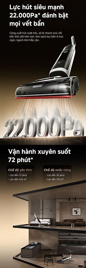 Máy Hút Bụi Lau Sàn Khô & Ướt Dreame H15 Pro Heat 85 Độ C - Hàng Chính Hãng