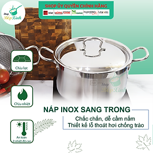 Bộ nồi xửng hấp inox 430 Fivestar standard nắp inox ( 28cm ),tặng 5 muỗng ăn ,3 đáy bếp từ , gas, hồng ngoại