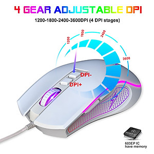 Chuột LED RGB 3600 DPI Gaming Mouse HXSJ X100 - hàng nhập khẩu