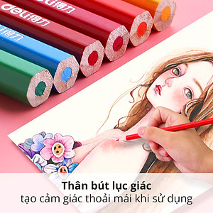 Bút chì màu dạng cốc Deli - bút chì gỗ khô tự nhiên an toàn -  12/24/36/48 màu - 7070