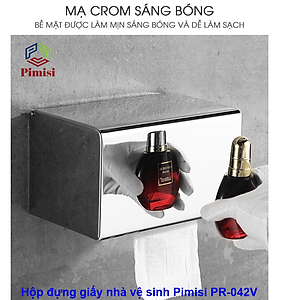 Hộp Đựng Giấy Vệ Sinh INOX 304 Pimisi PR-042V Nắp Đậy Kín Chống Nước Cho Giấy - Hàng Chính Hãng