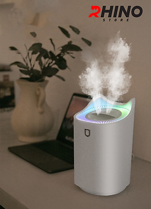 Máy phun sương tạo ẩm cỡ lớn Rhino H802 3000ml, 2 lõi phun, tích hợp đèn 7 màu, dung tích lớn cho không gian rộng - Hàng chính hãng
