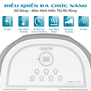 Bồn ngâm chân thải độc massage OKACHI JP-250 cao cấp, đèn hồng ngoại, làm ấm nước lưu thông máu