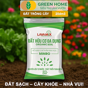Đất Trồng Cây GreenHome, Lavamix, Bao 20dm3 (10kg), Đầy Đủ Dinh Dưỡng, Dễ Sử Dụng, Chuyên Trồng Rau