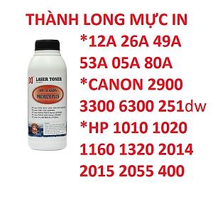 Mực nạp 12A hàng chính hãng Alphacartridge dành cho hộp mực 26A 05A 49A FX9  máy in Canon 2900 3000 3300 6300 251dw 252dw HP 1010 1020 2055 Pro 400 m402 m402nw 1230