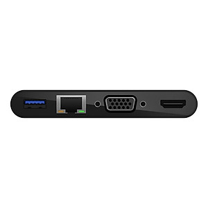 Hub USB Type-C  Belkin chia 5 cổng USB-A 3.0/VGA/HDMI 4K/LAN Ethernet Gigabit/USB-C + Sạc PD 100W - AVC004btBK - Hàng chính hãng
