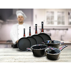 Bộ nồi đáy từ hợp kim nhôm phủ PTFE Kims cook chống dính  2 mặt