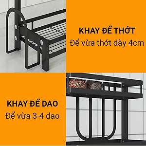 Kệ gia vị chữ E cao cấp VANDO bằng thép carbon chống gỉ, chống xước, kệ đựng chai lọ gia vị đa năng, kệ để đồ nhà bếp gọn gàng, sang trọng