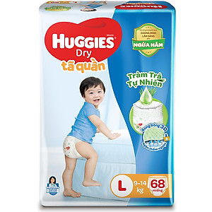 Tã Quần Huggies Dry Tràm Trà Tự Nhiên Gói Cực Đại L68 (68 miếng) + Tặng 8 miếng