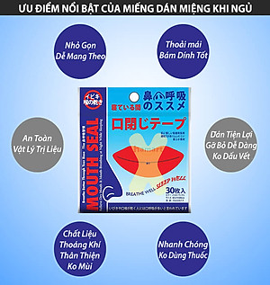 Gói 30 Miếng Dán Chống Há Miệng Khi Ngủ Giảm Ngáy Mouth Seal Băng Dính Miệng Người Lớn Trẻ Em