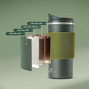 Ly giữ nhiệt inox 304 Elmich EL8345 480ml, Hàng chính hãng, lớp silicone chống trượt - JoyMall