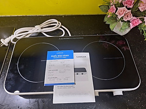 Bếp Điện Từ Đôi LocknLock EJI326WHT - Nhỏ Gọn, Mặt Kính, Khóa An Toàn, Hẹn Giờ - Hàng chính hãng