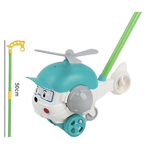 Đồ chơi xe đẩy poli chong chóng quay có cần đẩy cho bé