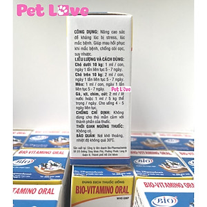 1 chai Bio Vitamino tăng sức đề kháng, mau hồi phục cho thú cưng (10ml)