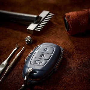 Bao Da Ép Phom Chìa Khóa Handmade Hyundai Kona da bò thật - hàng chính hãng