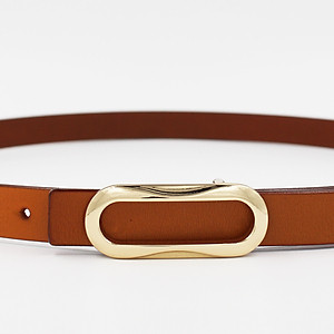 Đai Váy Da Thật Genuine Leather Mặt Elip Bản Nhỏ Aaa Jeans