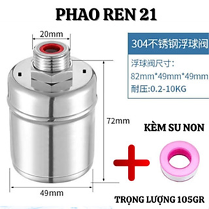 Van Phao Cơ Inox Thông Minh Thế Hệ Mới Tự Động Ngắt Khi Nước Đầy-Kèm Cuộn Su Non