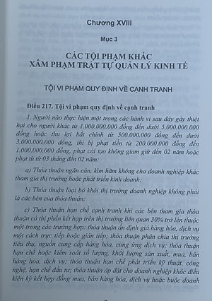 Bình luận Bộ luật Hình sự năm 2015 (Phần hai-Các tội phạm), Chương XVIII, Mục 3: xâm pham trật tự quản lý kinh tế