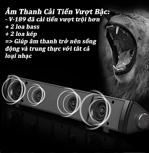 Hàng Chính Hãng - Loa SADA V-189, Hỗ Trợ Bluetooth 5.0, Công Suất Lớn