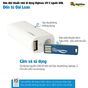 Đèn diệt khuẩn mini di động Digimax UV-C nguồn USB, siêu nhỏ - diệt khuẩn tức thì (DP-3R1)