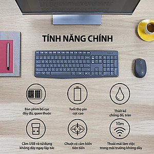Bộ Bàn Phím Và Chuột Không Dây Logitech MK235 - Hàng chính hãng